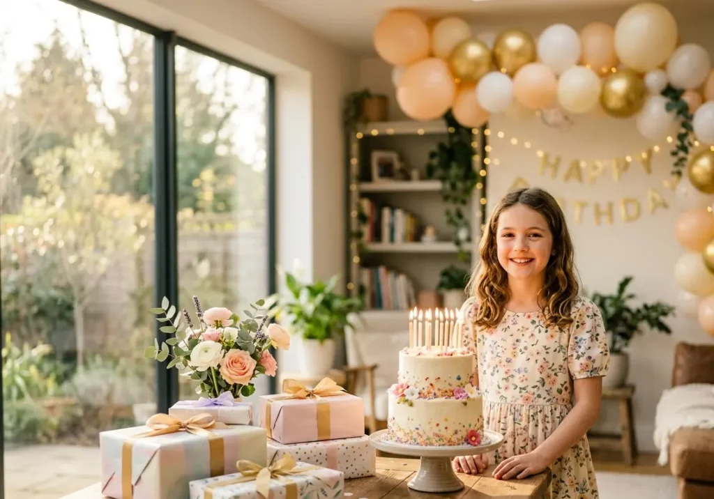 Peaceful birthday celebration with faith, hope, and blessings for a ten-year-old child.