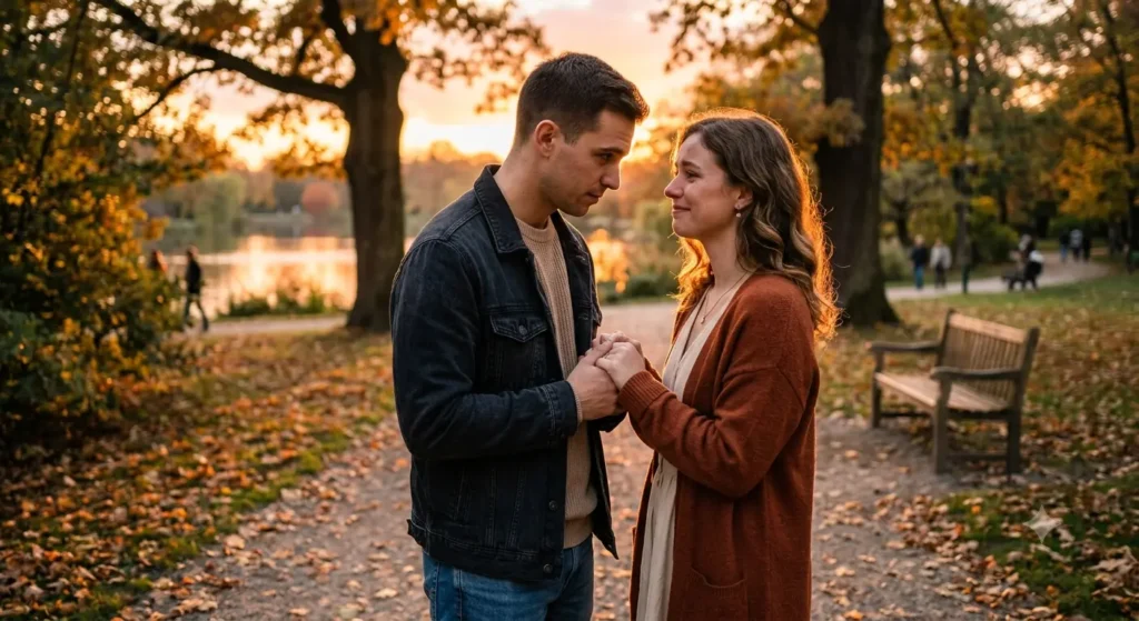 Couple reconnecting after a heartfelt apology