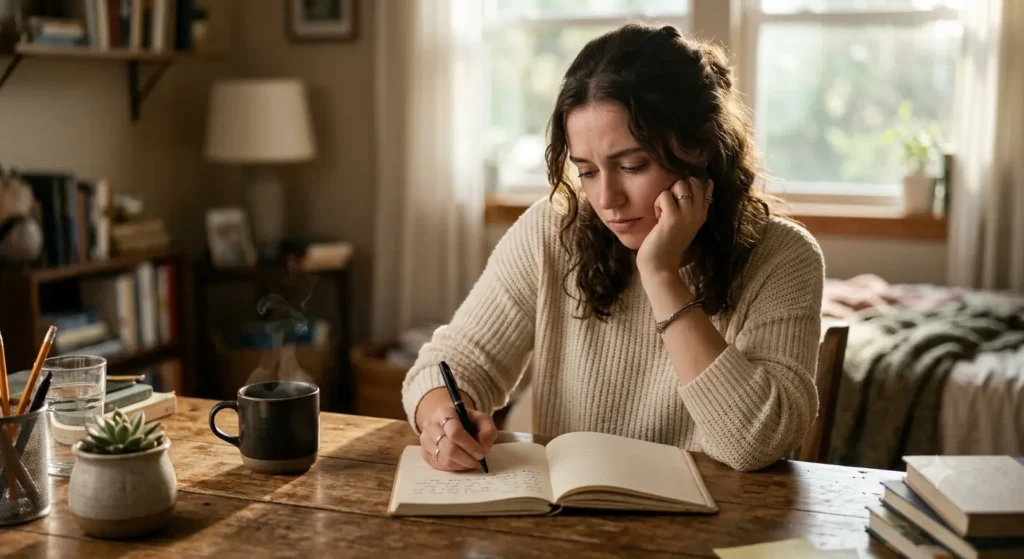 Person writing a heartfelt apology letter